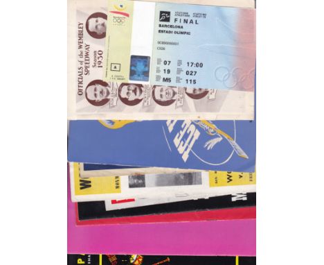 SPORT & THEATRE MISCELLANY  Olympic 92 ticket for the Athletics Final, Ice Hockey programmes for England v USA 23/1/1947 at W