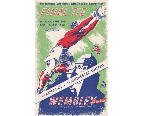 1948 FA CUP FINAL   Official programme Blackpool v Manchester United, rusty staples , no writing   Generally good