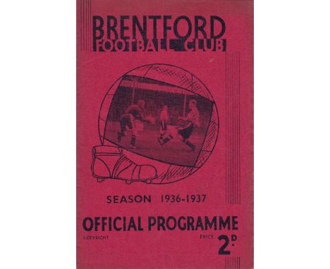 BRENTFORD - BOLTON 1936-37    Brentford home programme v Bolton, 29/8/1936,  first game of the season.  Generally good