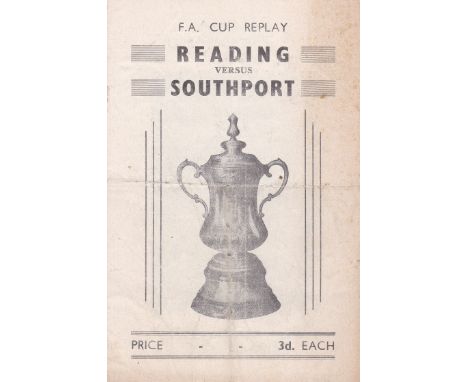 READING      Programme for the home match v Southport 1951/2 FA Cup, pirate issue by Knight, fold.   Generally good