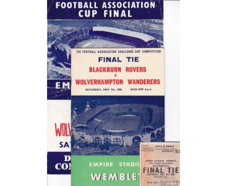 1960 CUP FINAL     Programme, ticket and songsheet, 1960 Cup Final , Blackburn v Wolves, , programme is generally good as is 