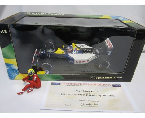 F1 MODEL CARS - AYRTON SENNA WITH NIGEL MANSELL AUTOGRAPH          Issued by Minichamps Taxi Ayrton Senna Williams FW14 1991 