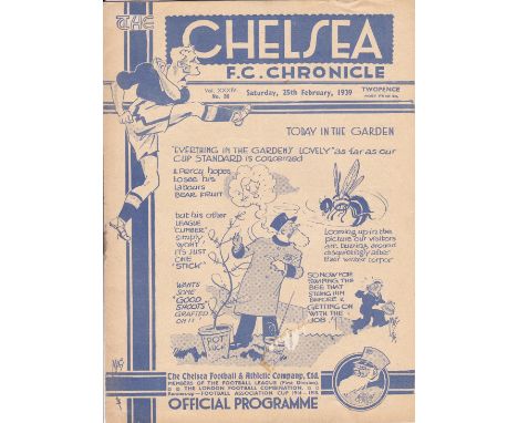 CHELSEA - BRENTFORD 1939  Chelsea home programme v Brentford, 25/2/1939, pencil score,   Generally good