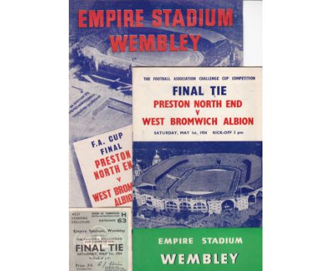 1954 CUP FINAL   Official programme, ticket and songsheet for the 1954 Cup Final, Preston v West Brom, programme has score, s