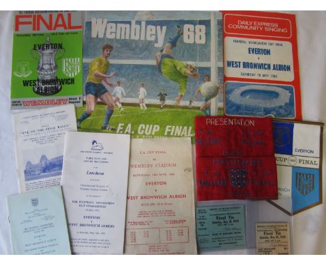 1968 FA CUP FINAL      Several items relating to the Everton v. West Bromwich Albion match. 8" plastic pennant, programme and