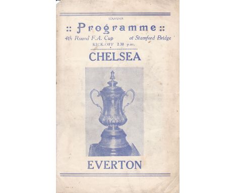 CHELSEA      Pirate issue home programme v. Everton 29/1/1949 FA Cup issued by F. Mills, small paper loss top left hand corne