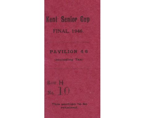 GILLINGHAM      Ticket stub  Gillingham v 12th ITC Canterbury  Kent Senior Cup Final 22nd April 1946 at Maidstone won by Gill