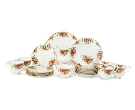 ROYAL ALBERT 'OLD COUNTRY ROSES' CHINA TEA SERVICE, for 6 place settings, with cups, saucers and tea plates, and including 2x