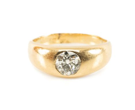 18CT GOLD DIAMOND GYPSY RING, single round brilliant cut diamond of appr. 1ct, 10.1gProvenance: private collection Bridgend C