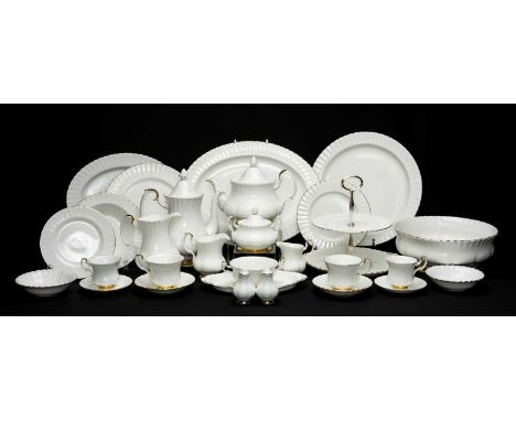 EXTENSIVE ROYAL ALBERT 'VAL D'OR' BONE CHINA SERVICE including coffee pots, tea pots, milk jug, sugar basins, soup coupes, gr