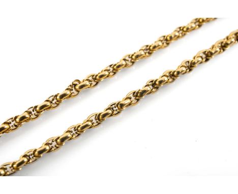 18CT GOLD BELCHER / GUARD CHAIN, fancy link, 150cms long, 45.7gmsProvenance: private collection CarmarthenshireComments: very