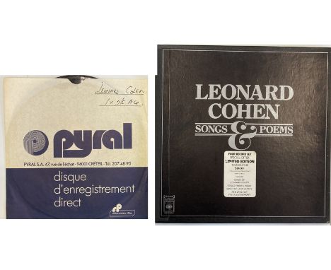 LEONARD COHEN - CBS ACETATE &amp; LP BOX SET. Delightful bundle from Leonard Cohen to include 1 x 7" CBS acetate and 1 x LP b