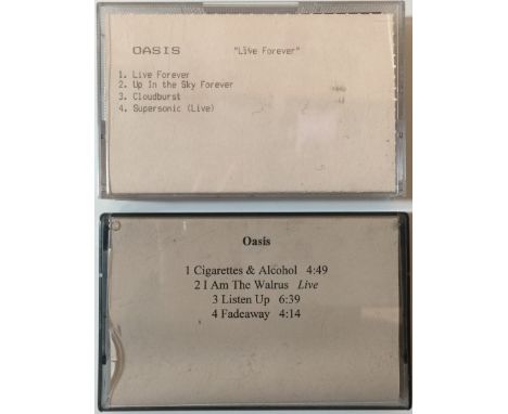 OASIS - LIVE FOREVER &amp; CIGARETTES &amp; ALCOHOL - DEMO CASSETTES. Mega bundle of 2 x demo cassettes from Oasis, these com