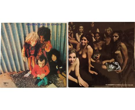 JIMI HENDRIX - ELECTRIC LADYLAND (BLUE TEXT) AND BAND OF GYPSYS - ORIGINAL UK PRESSINGS. Cracking bundle of 2 x iconic (origi