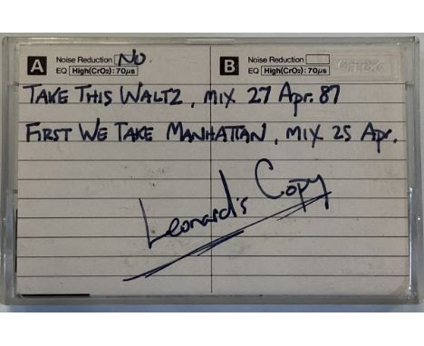 LEONARD COHEN - TAKE THIS WALTZ/FIRST WE TAKE MANHATTAN DEMO CASSETTE. Fantastic collectors' item with this demo cassette fro