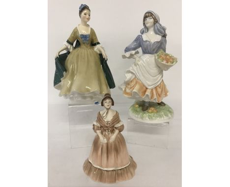 3 ceramic figurines by Coalport, Royal Worcester and Royal Doulton, in varying sizes. Royal Worcester Ltd edition, Compton &a