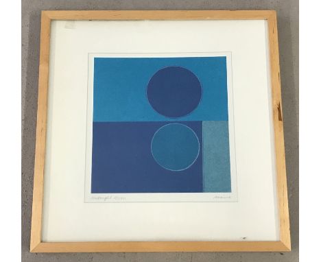A framed &amp; glazed abstract painting entitled "Midnight Moon" signed Annalisa. In a light wood frame. Frame size approx. 4