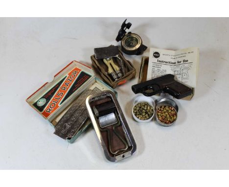 A collection of miscellaneous items to include a Webley sports starting pistol Mk 3, boxed, a boxed Rolls Razor, a Prismatic 