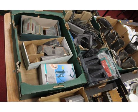 Approximately 18 boxes of model railway related items to include mainly buildings and scenery, some 00 gauge track, and decal