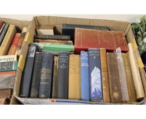 Five boxes of miscellaneous 19th century and later books to include Belgium 'The Glorious: Her Country and Her People', 'Ever