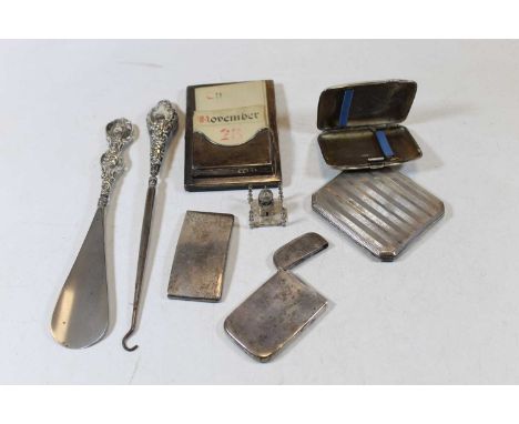 A Victorian silver visiting card case, of rounded rectangular form; together with one other pocket visiting card case; an eng