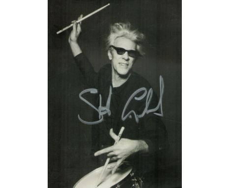 Stewart Copeland signed 7x5 inch black and white promo photo card. Good Condition. All autographs come with a Certificate of 