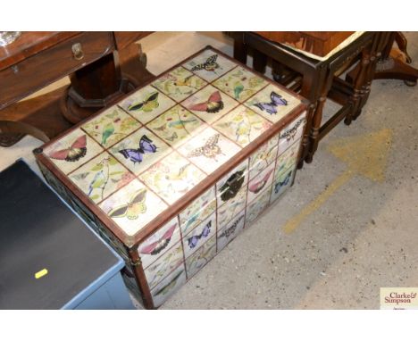 A decoupage decorated trunk