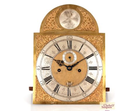 Thomas Steward of Barnet, oak longcase clock with brass and steel spandrel dial, 8 day movement 