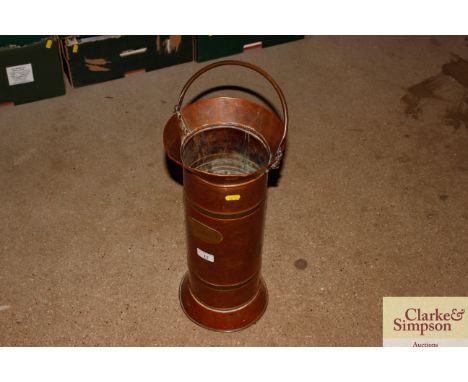 A Victorian copper and brass stick stand