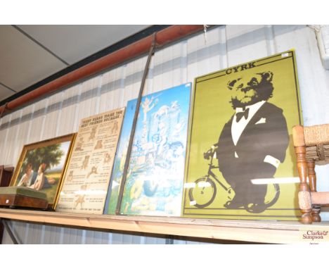 A print of a Polish circus poster and two Teddy Bear prints
