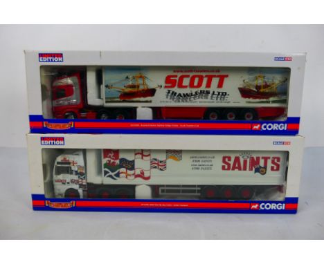 Corgi - Two boxed diecast 1:50 scale Limited Edition 'Hauliers of Renown' model trucks. Lot consists of CC13705 Scania R Seri