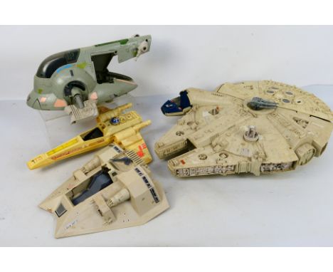 Star Wars - Kenner - Four unboxed and playworn Star Wars vehicles. Lot consists of a Millenium Falcon; Tie Fighter; Rebel Arm