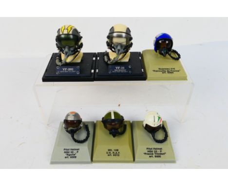  CDC Armour ; CDC ARmour - Blue Box - A collection of 1:6 and 1:8 scale diecast pilot helmets. Lot includes #6000 HGU 33-P 'F