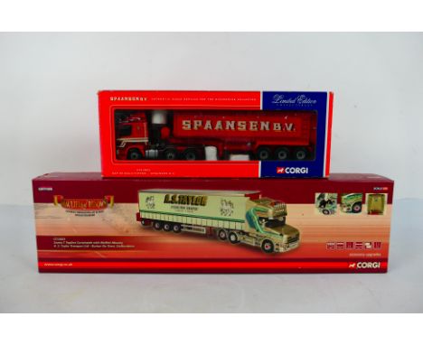 Corgi - Two boxed diecast 1:50 scale Limited Edition model trucks. Lot consists of CC12823 Scania T Topline Curtainside with 