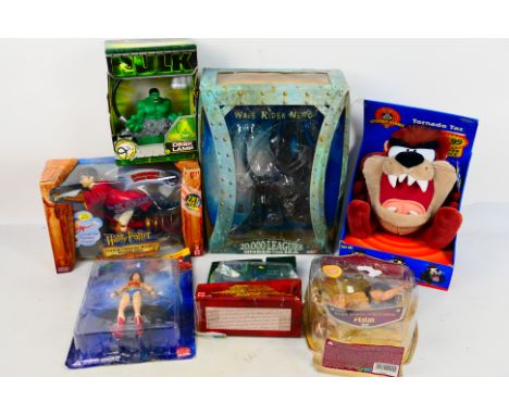 Tazmanian Devil - Harry Potter - Hulk - Wonder Woman - Narnia. A pastiche of Seven boxed figures appearing in Incomplete to E