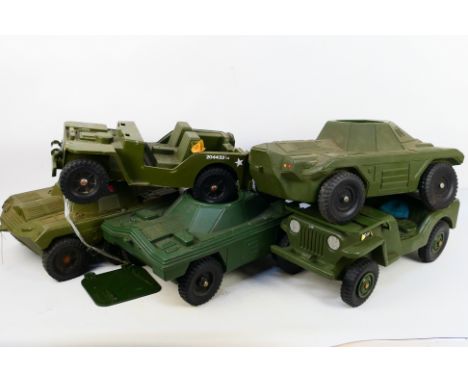 Palitoy - Cherilea - Five unboxed Action Man vehicles including a Palitoy Action Man Jeep; Cherilea Scot Car and similar. Veh