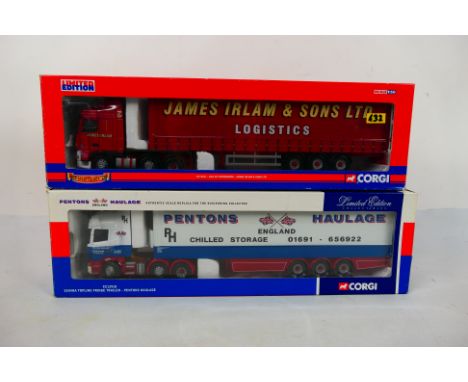 Corgi - Two boxed diecast 1:50 scale Limited Edition model trucks. Lot consists of 'Hauliers of Renown' CC13231 DAF XF Curtai