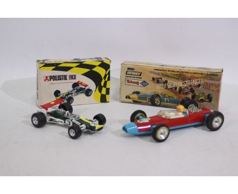 Polistil - Tri Ang. Two boxed, diecast model racing cars appearing in Excellent condition with VG boxes. Lot consists of: Pol