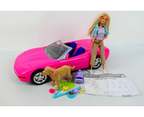Mattel - Barbie - An unboxed Barbie Corvette Convertible Car, together with an unboxed Barbie  and Tanner the Dog plus access