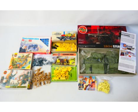 Airfix - Esci - A group of model kits including WWII German Paratroopers, 46 x figures, WWII British Commandos, 36 x figures,