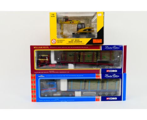 Corgi - Norscott - Three boxed diecast 1:50 model vehicles, consisting of a Norscott #55171 CAT M316D Wheel Excavator; Corgi 