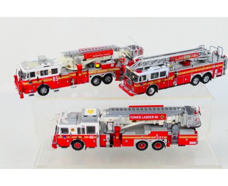 Code 3 Collectibles - 3 x unboxed limited edition model die-cast model fire engines - Lot includes a #12568 Ladder 85 Monster