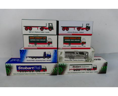 Atlas Editions - Eight boxed diecast 1:76 scale 'Eddie Stobart' liveried diecast model trucks from Atlas Editions. Lot includ