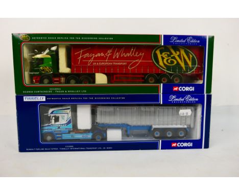 Corgi - Two boxed diecast 1:50 scale Limited Edition model trucks. Lot consists ofCC12211 Scania Curtainside 'Fagan & Whalley