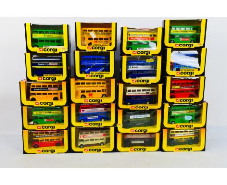 Corgi - 20 x boxed AEC Routemaster bus models including a 1984 British Motor Show model, a White Label Whisky model, a George