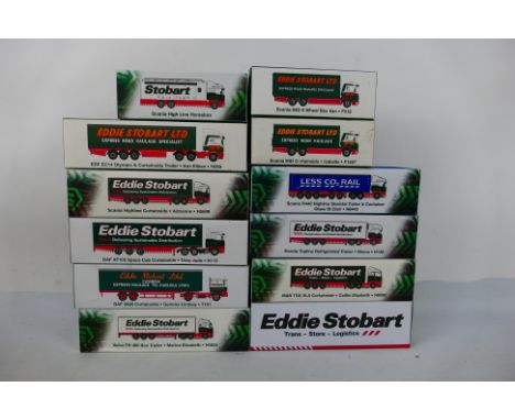 Atlas Editions - A fleet of 12 boxed diecast 1:76 scale 'Eddie Stobart' liveried diecast model trucks from Atlas Editions. Lo