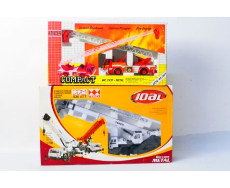 Joal - 2 x boxed models in 1:50 scale, a Fire Engine # 173 and a PPM Terex 530 ATT Crane #  148. Both appear Mint in Good box