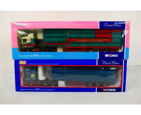 Corgi - Two boxed diecast 1:50 scale Limited Edition model trucks. Lot consists of CC12222 Scania 4 Series Livestock Transpor