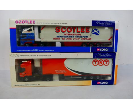 Corgi - Two boxed diecast 1:50 scale Limited Edition model trucks. Lot consists of CC12420 Volvo FH Globetrotter Fridge Trail