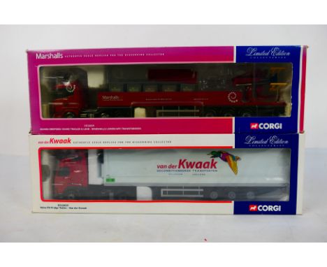 Corgi - Two boxed diecast 1:50 scale Limited Edition model trucks. Lot consists of CC12219 Scania Dropside Crane Trailer & Lo